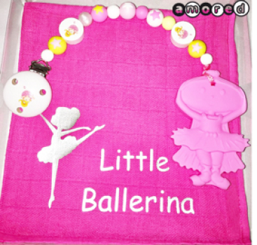 Geschenks-Set Nuschi und Beisskette/Spielkette rosa *little Ballerina*